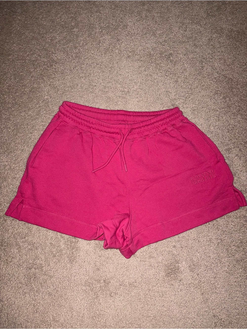GANNI athletic sweat shorts hot pink